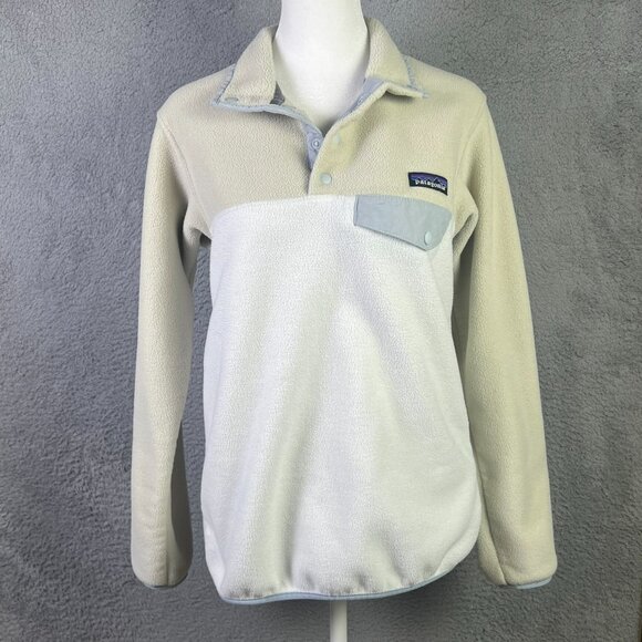 Patagonia Sweaters - Patagonia Lightweight Synchilla Snap T Fleece Pullover Womens XS Beige White